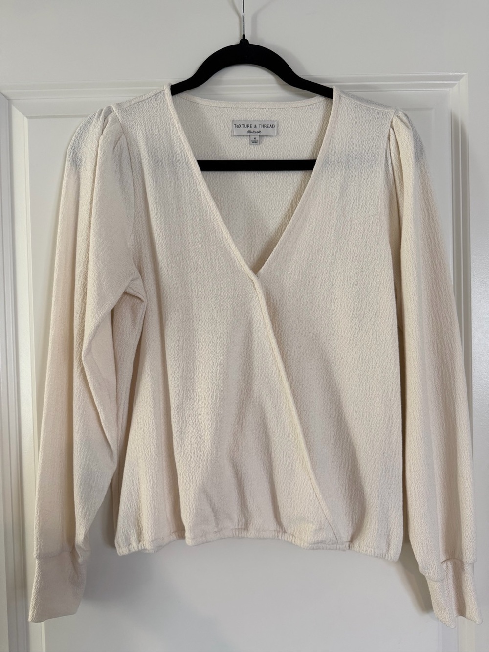 Madewell Cream Wrap-Style V-Neck Blouse